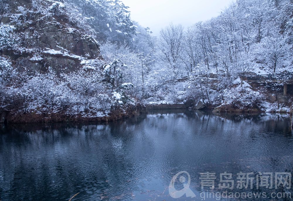 雪后的青岛北九水成了人间仙境