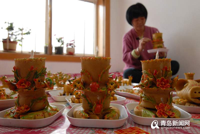 青岛即墨传承百年豆面灯 祈盼人寿年丰