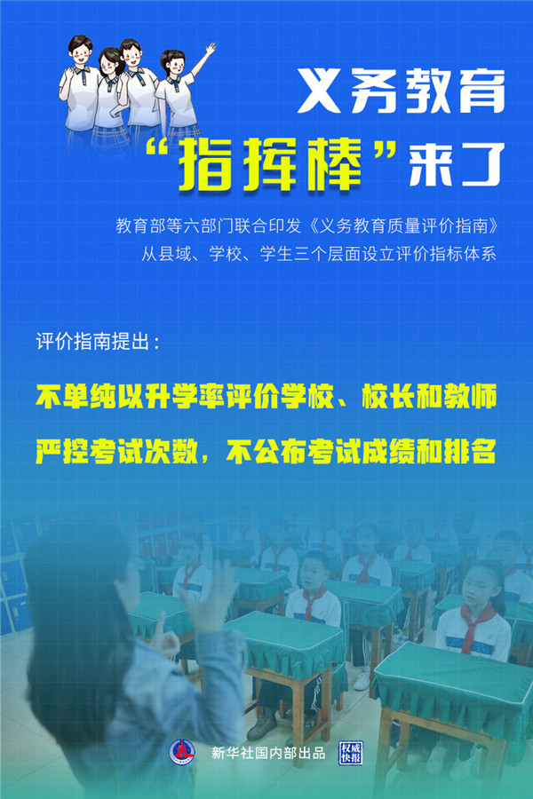 义务教育质量“指挥棒”来了：不下达升学指标 不单纯看升学率！