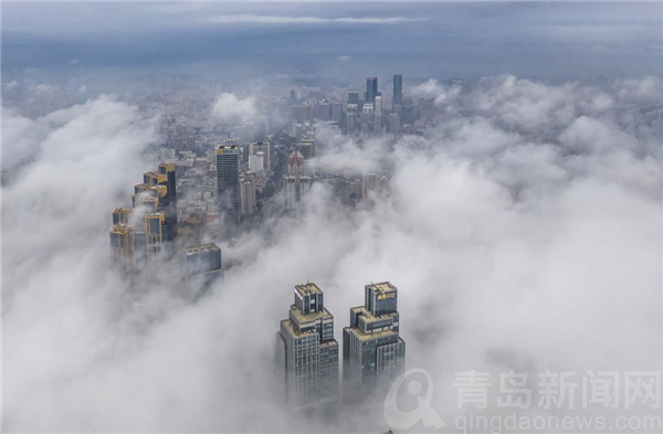 蒙蒙细雨邂逅平流雾 云雾袅袅更似仙境