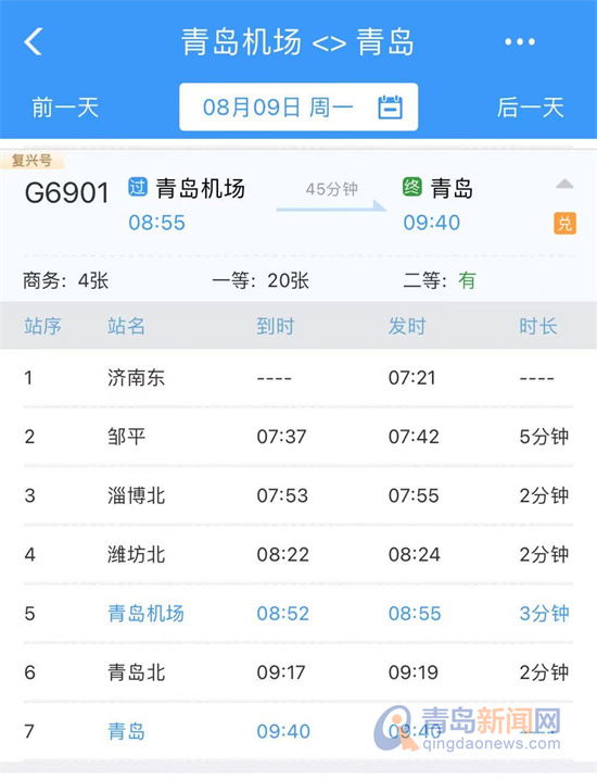 济青高铁青岛机场站8月9日开通 胶东机场到青岛站45分钟