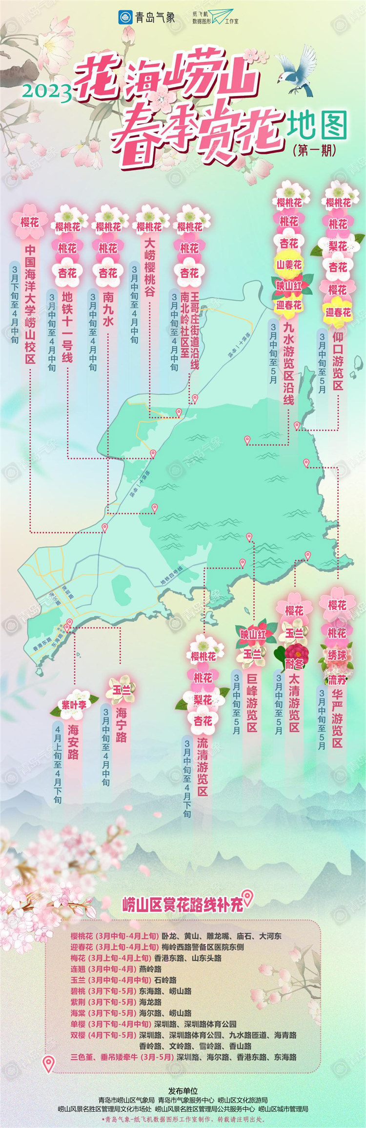 第一波花开啦！2023崂山赏花地图上线